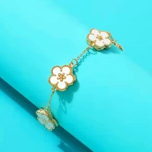 Plum Blossom Five Leaf Flower Fritillaria Double-Sided Adjustable Bracelet.